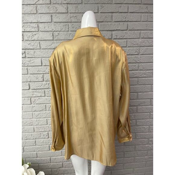 Fashion Bug Glitz Galore Golden Button-Down Shirt Size 22 / 24 NWT - Picture 4 of 8